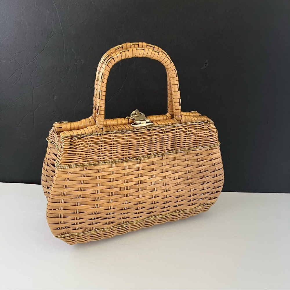 1960-s Wicker Tan Handbag